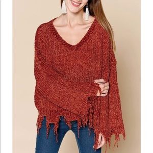 Fringe Sweater In Rust